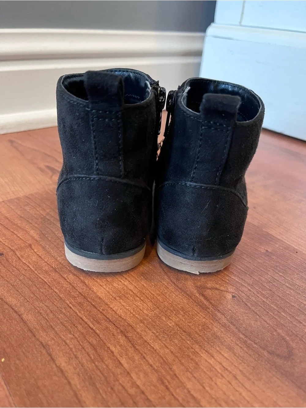 Girls Black Ankle Booties with Comfortable Zip Closure